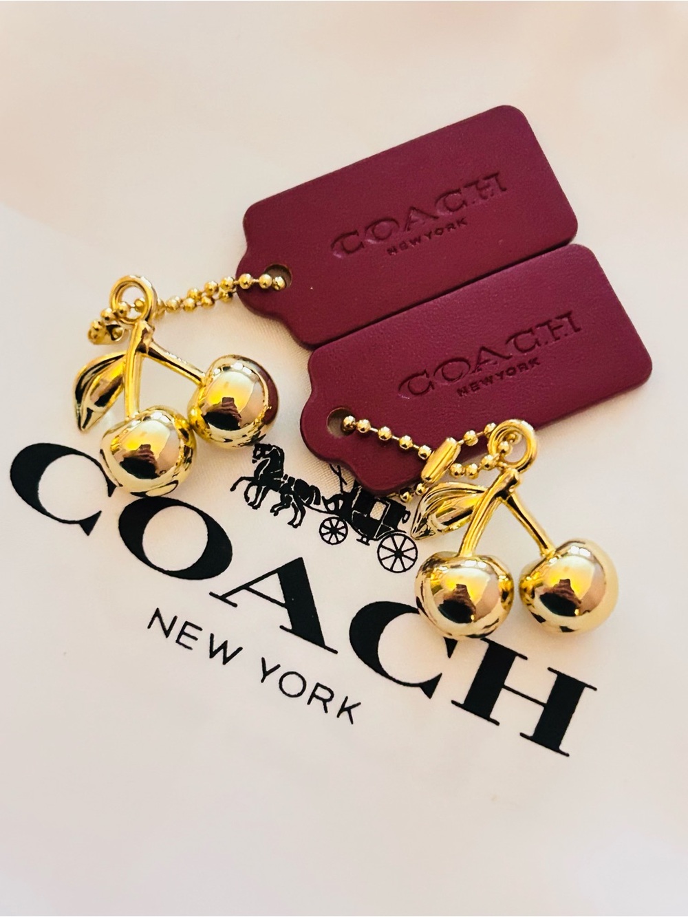 Coach Cherry & Coach Tag Bag Charm/ Keychain